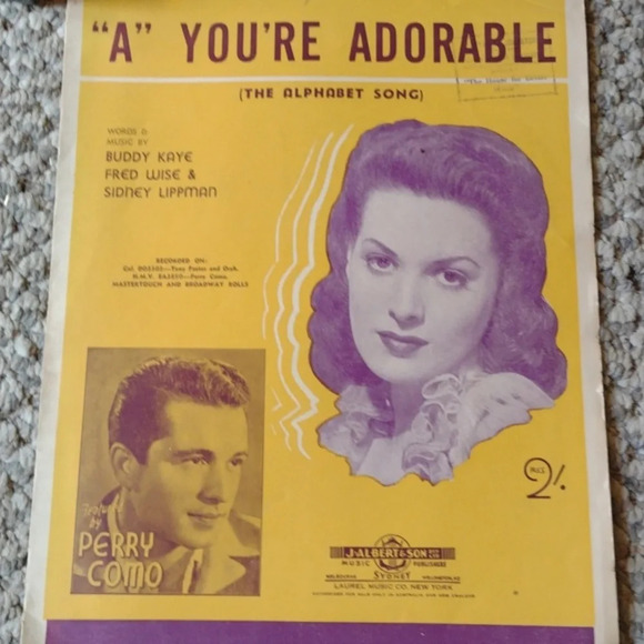 1948"A" You're Adorable (The Alphabet Song) Sheet Music - Picture 1 of 4
